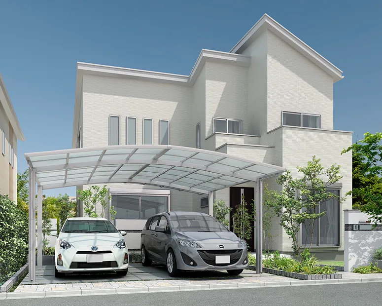 住宅の前に建つネスカR 2台用